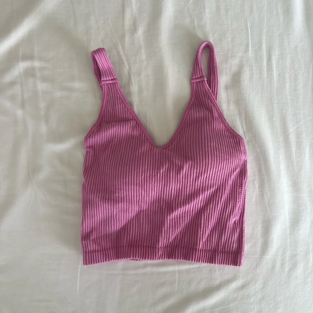 Pink Ribbed Knit Tank Top - Picture 1 of 2
